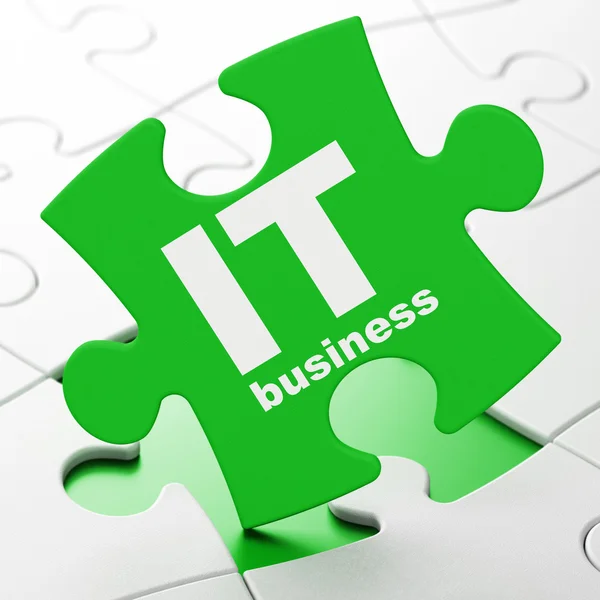 Business concept: IT Business on puzzle background