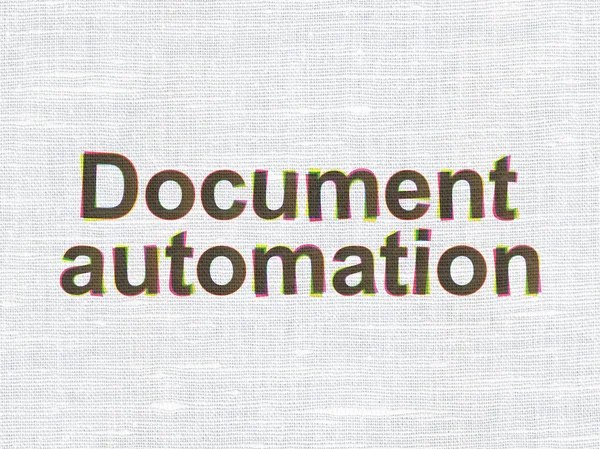 Finance concept: Document Automation on fabric texture background