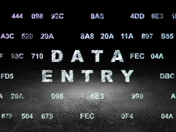 Data concept: Data Entry in grunge dark room