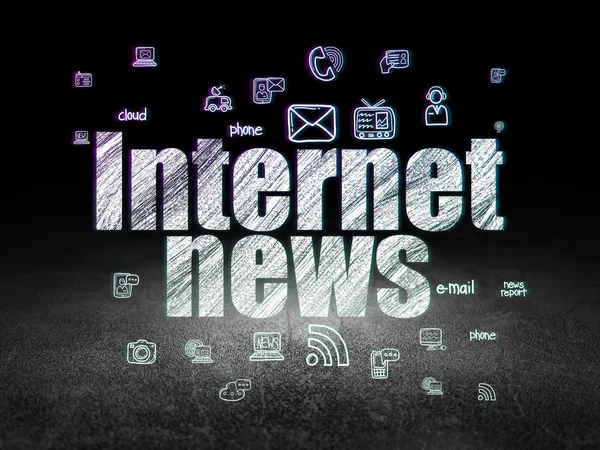 News concept: Internet News in grunge dark room