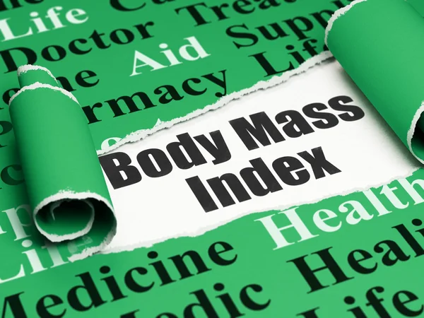 Medicine concept: black text Body Mass Index under the piece of  torn paper