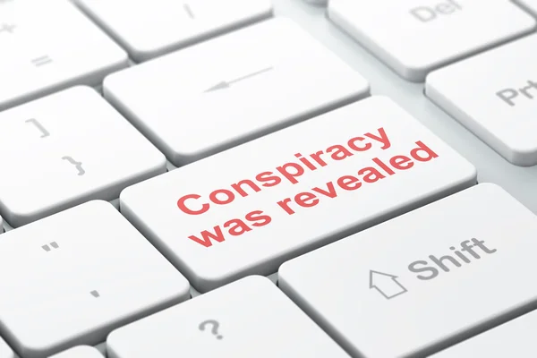 Political concept: Conspiracy Was Revealed on computer keyboard background