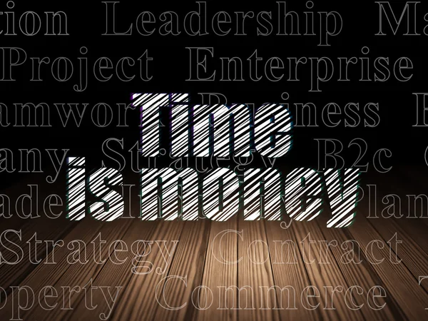 Business concept: Time Is money in grunge dark room