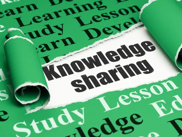 Learning concept: black text Knowledge Sharing under the piece of  torn paper