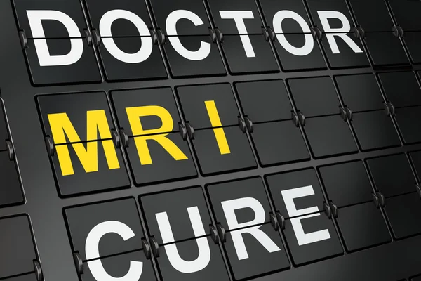 Health concept: MRI on airport board background