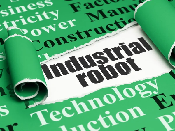 Industry concept: black text Industrial Robot under the piece of  torn paper