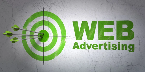 Marketing concept: target and WEB Advertising on wall background