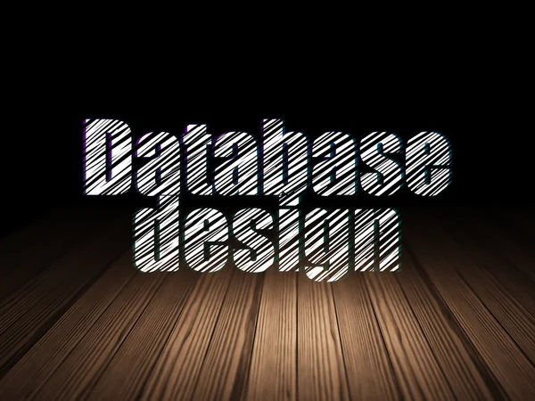 Database concept: Database Design in grunge dark room