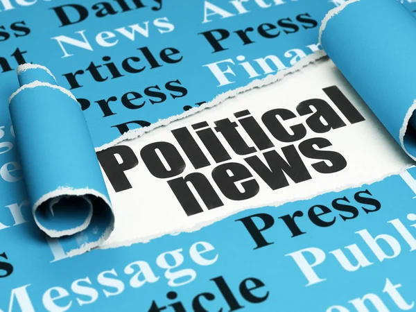 News concept: black text Political News under the piece of  torn paper