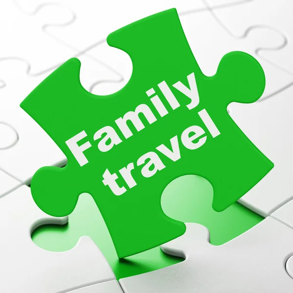 Travel concept: Family Travel on puzzle background