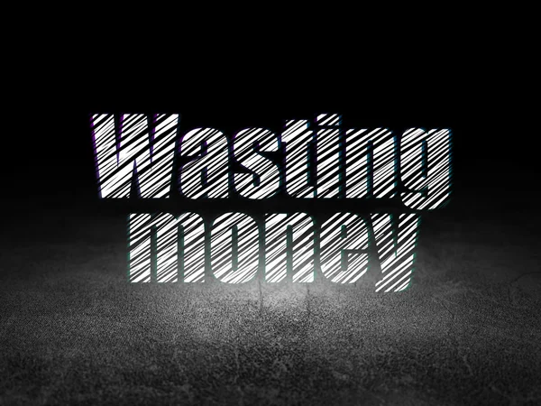 Money concept: Wasting Money in grunge dark room