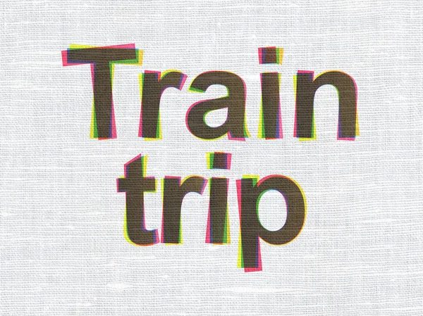 Tourism concept: Train Trip on fabric texture background