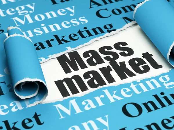 Marketing concept: black text Mass Market under the piece of  torn paper