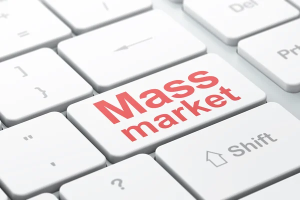 Advertising concept: Mass Market on computer keyboard background