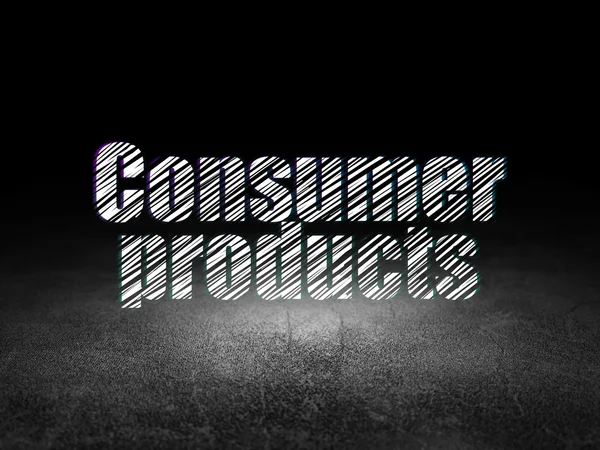 Finance concept: Consumer Products in grunge dark room