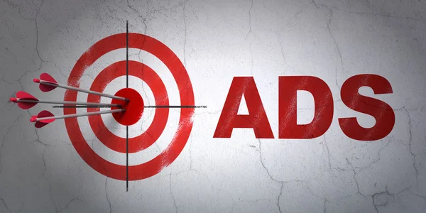 Marketing concept: target and Ads on wall background