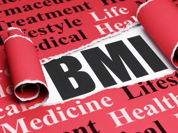 Medicine concept: black text BMI under the piece of  torn paper