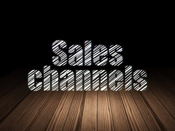 Marketing concept: Sales Channels in grunge dark room