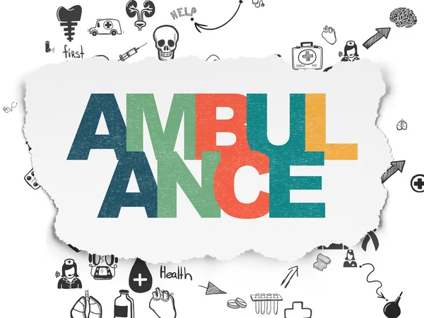 Health concept: Ambulance on Torn Paper background