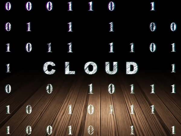 Cloud computing concept: Cloud in grunge dark room