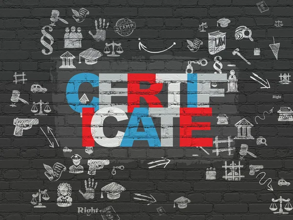 Law concept: Certificate on wall background