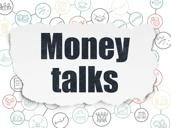 Finance concept: Money Talks on Torn Paper background