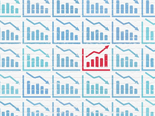 Business concept: growth graph icon on wall background