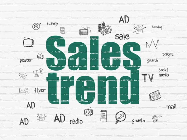 Marketing concept: Sales Trend on wall background