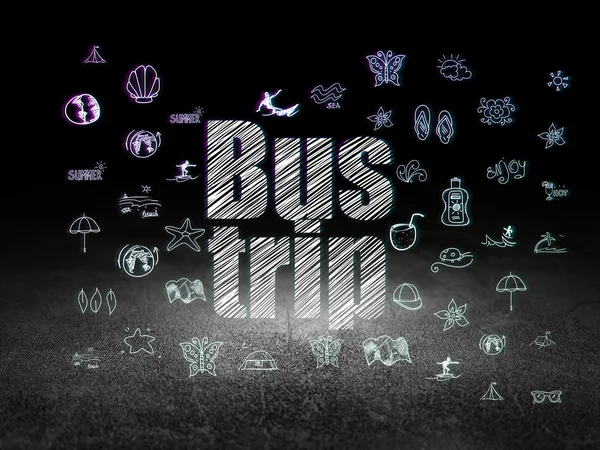 Travel concept: Bus Trip in grunge dark room