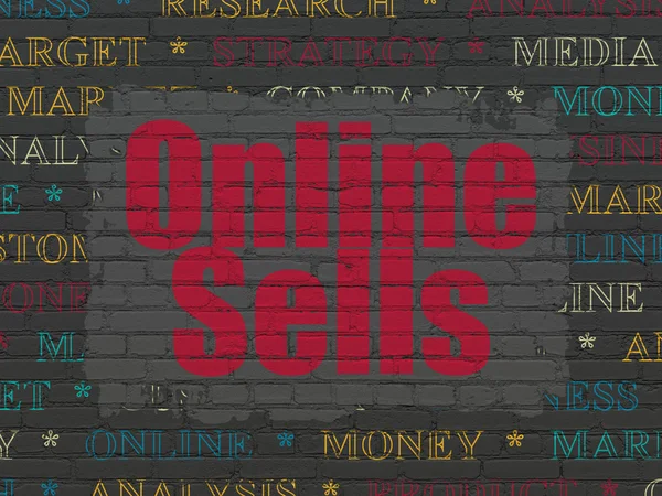 Marketing concept: Online Sells on wall background