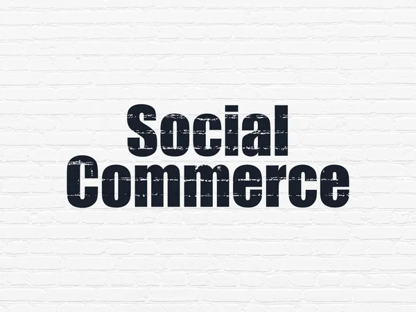 Advertising concept: Social Commerce on wall background