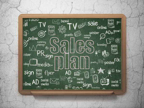 Marketing concept: Sales Plan on School Board background