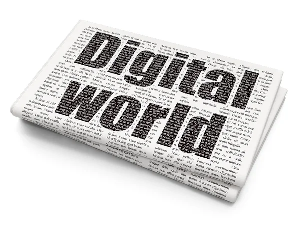 Data concept: Digital World on Newspaper background