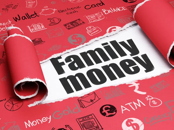 Money concept: black text Family Money under the piece of  torn paper