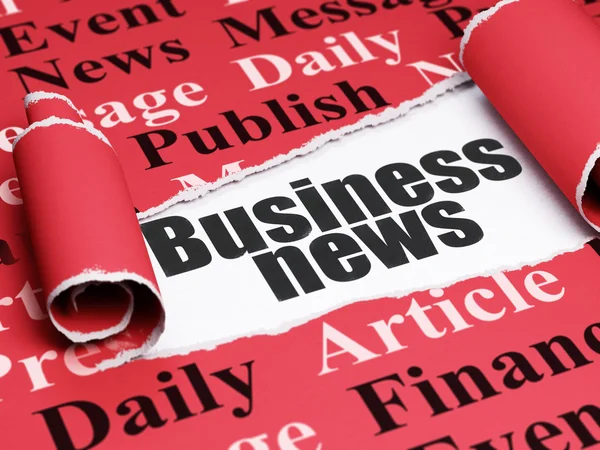 News concept: black text Business News under the piece of  torn paper
