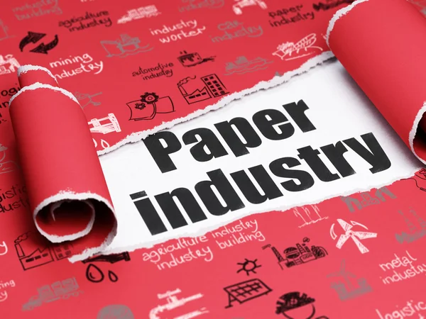 Manufacuring concept: black text Paper Industry under the piece of  torn paper