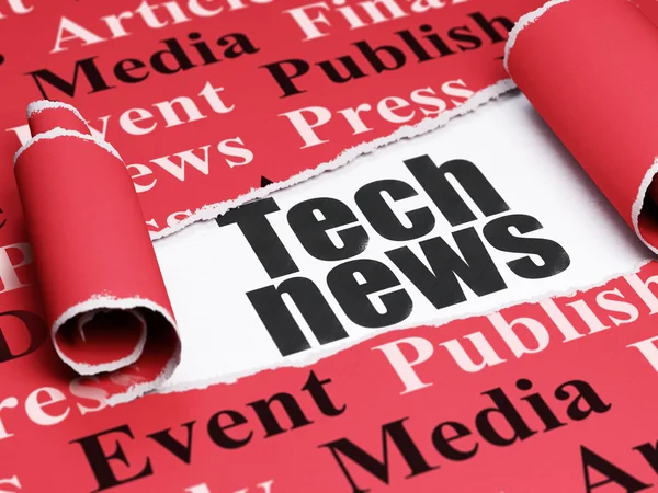 News concept: black text Tech News under the piece of  torn paper