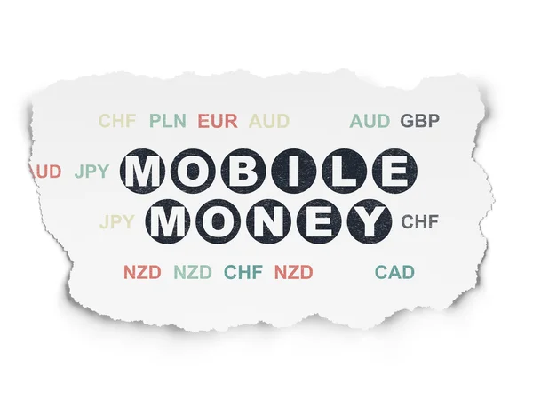Currency concept: Mobile Money on Torn Paper background