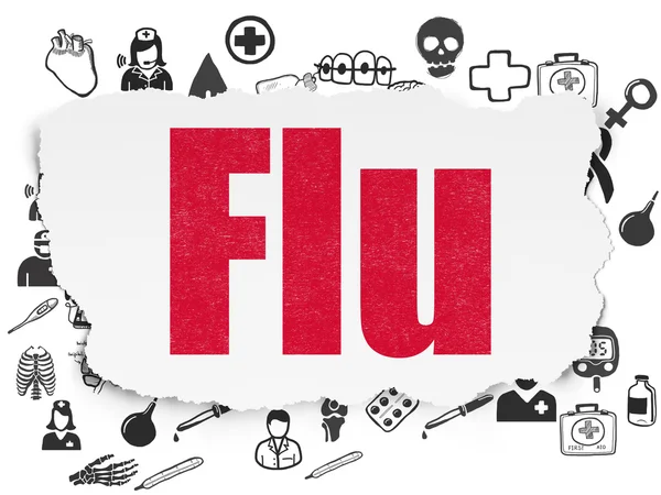 Healthcare concept: Flu on Torn Paper background