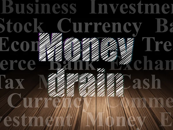 Money concept: Money Drain in grunge dark room