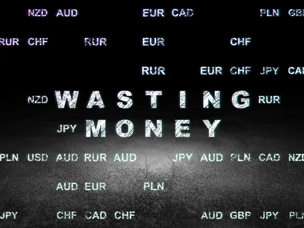 Money concept: Wasting Money in grunge dark room