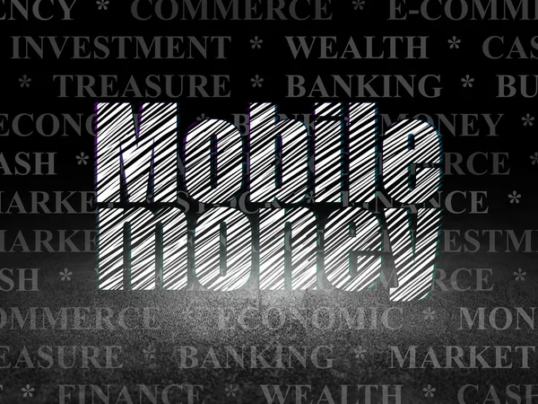 Money concept: Mobile Money in grunge dark room