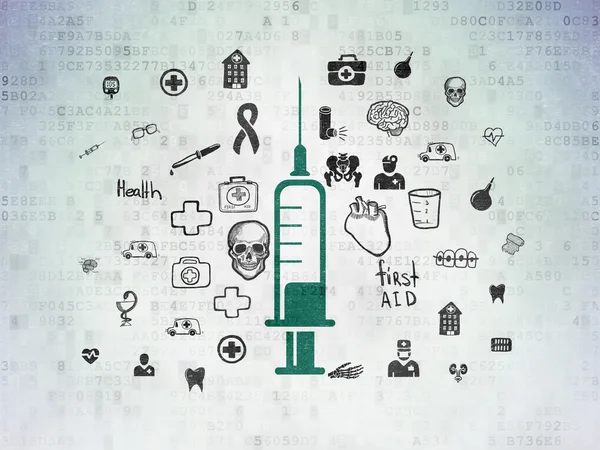 Healthcare concept: Syringe on Digital Paper background