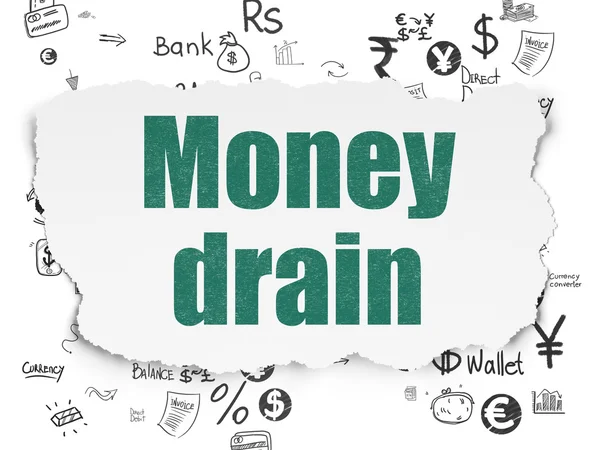 Money concept: Money Drain on Torn Paper background