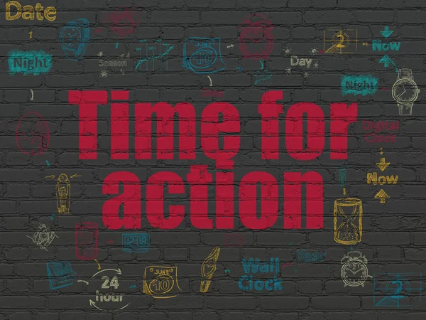 Time concept: Time for Action on wall background