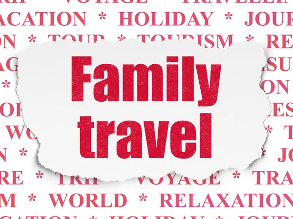 Travel concept: Family Travel on Torn Paper background