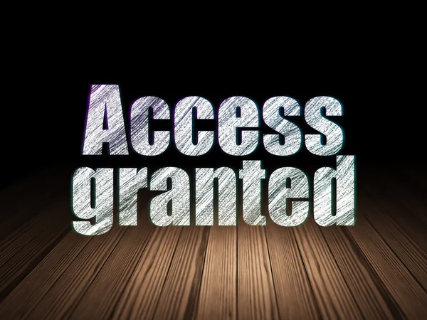 Privacy concept: Access Granted in grunge dark room