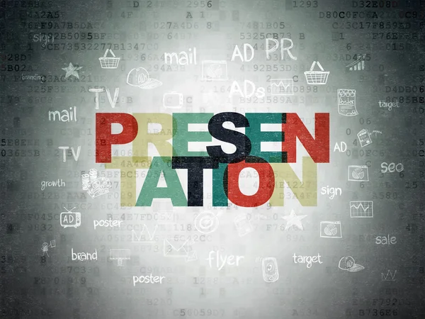 Marketing concept: Presentation on Digital Paper background
