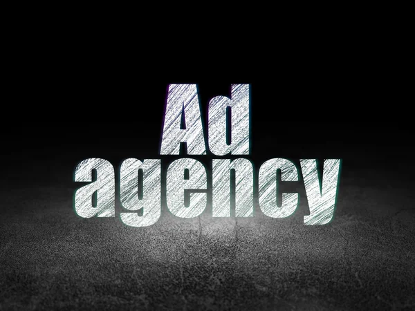 Advertising concept: Ad Agency in grunge dark room