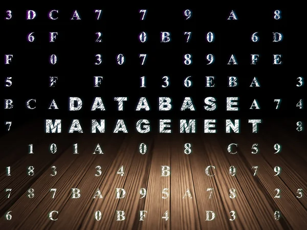 Database concept: Database Management in grunge dark room